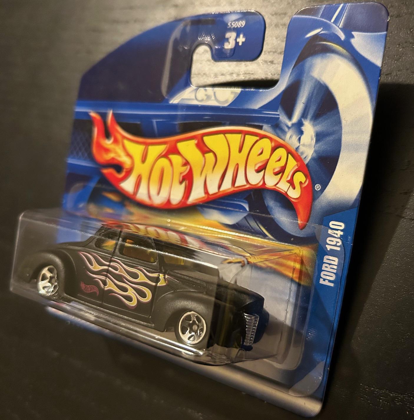 Hot Wheels 1940 Ford Coupe- Matte Black With Flames-2002 Short