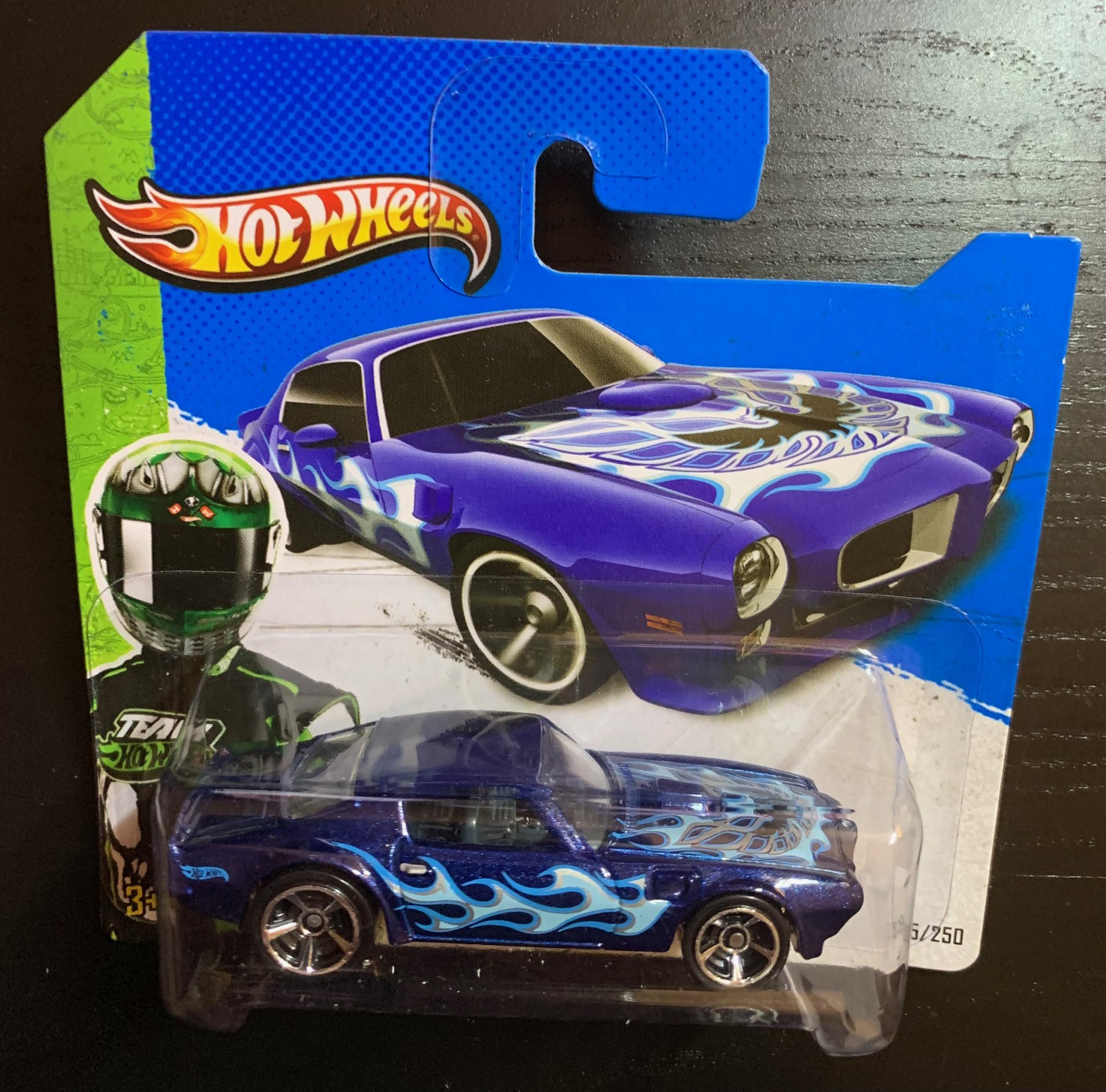 Hot Wheels 1973 Pontiac Firebird-blue With Flames-2013 Short Card