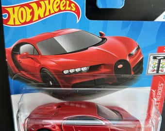 Hot Wheels 2016 Bugatti Chiron-red With Black Wheels-short Card