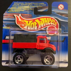 Hot Wheels Mercedes-Benz Unimog- Red With Black Interior-1998 European Short Card-Hard to Find Collector Miniature Model 1/64