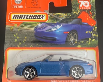 Matchbox Porsche 911 Carrera Cabriolet-Blue With Black Interior-MBX Metal-Short Card-Hard to Find Collector Miniature Model 1/64
