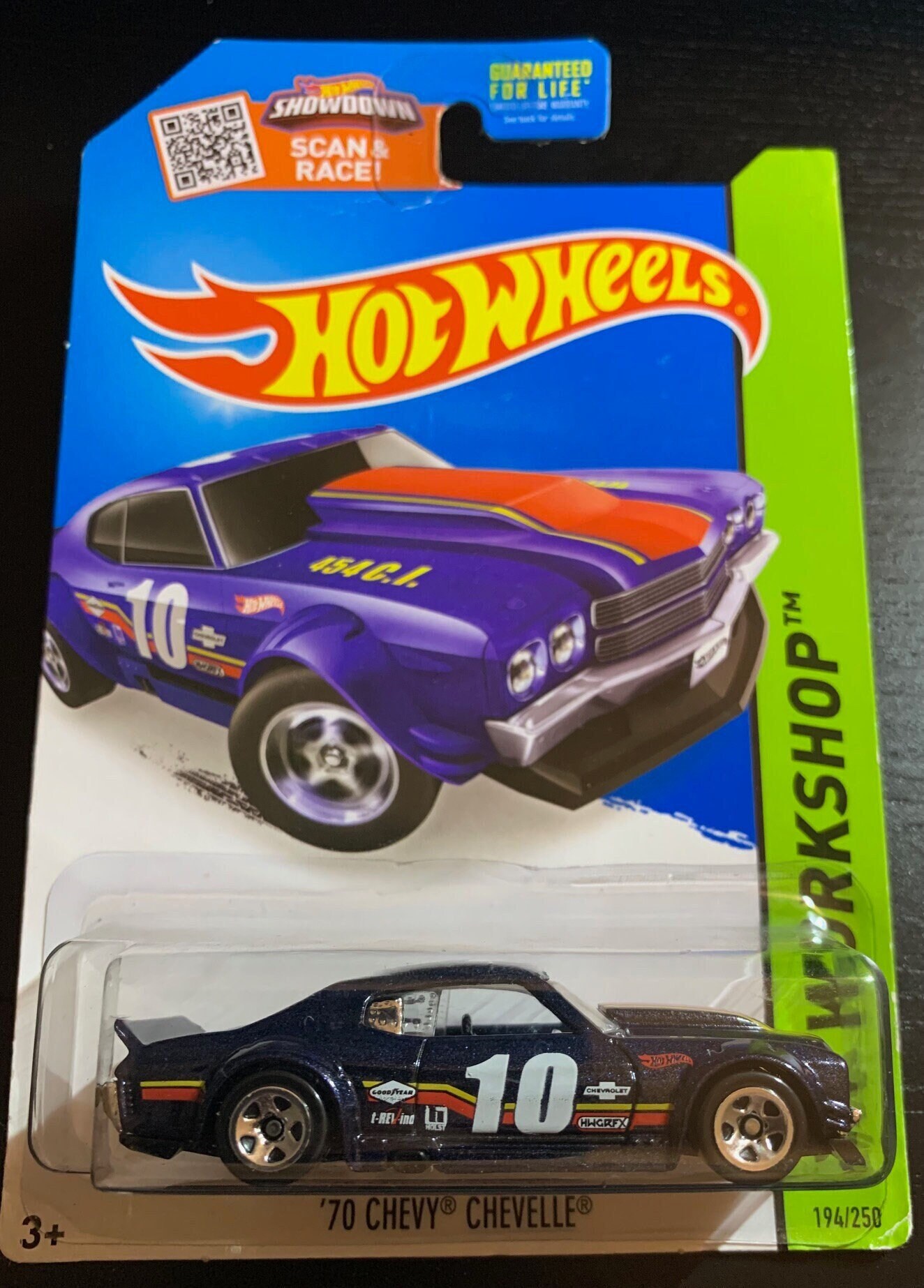 Hot Wheels 1970 Chevrolet Chevelle-dark Blue-long Card -hard to