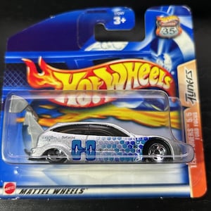 Hot Wheels Ford Focus Silber mit blauen Abziehbildern 2003 Kurze Karte schwer zu finden Sammler Miniatur Modell 1/64