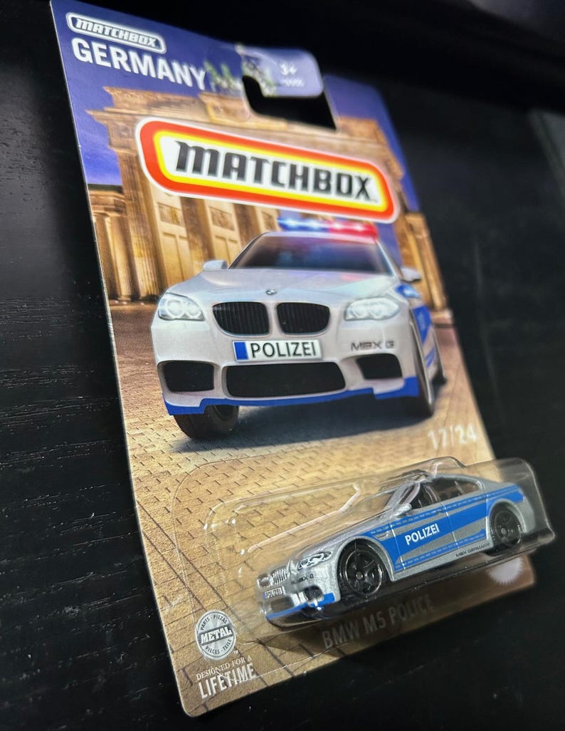 Matchbox BMW M5 Police-silver With Black Interior-german Police-long ...