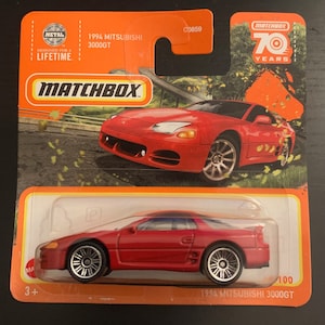 Matchbox 1994 Mitsubishi 3000GT-Rosso con interni neri-Carta corta - Modello in miniatura da collezione difficile da trovare 1/64