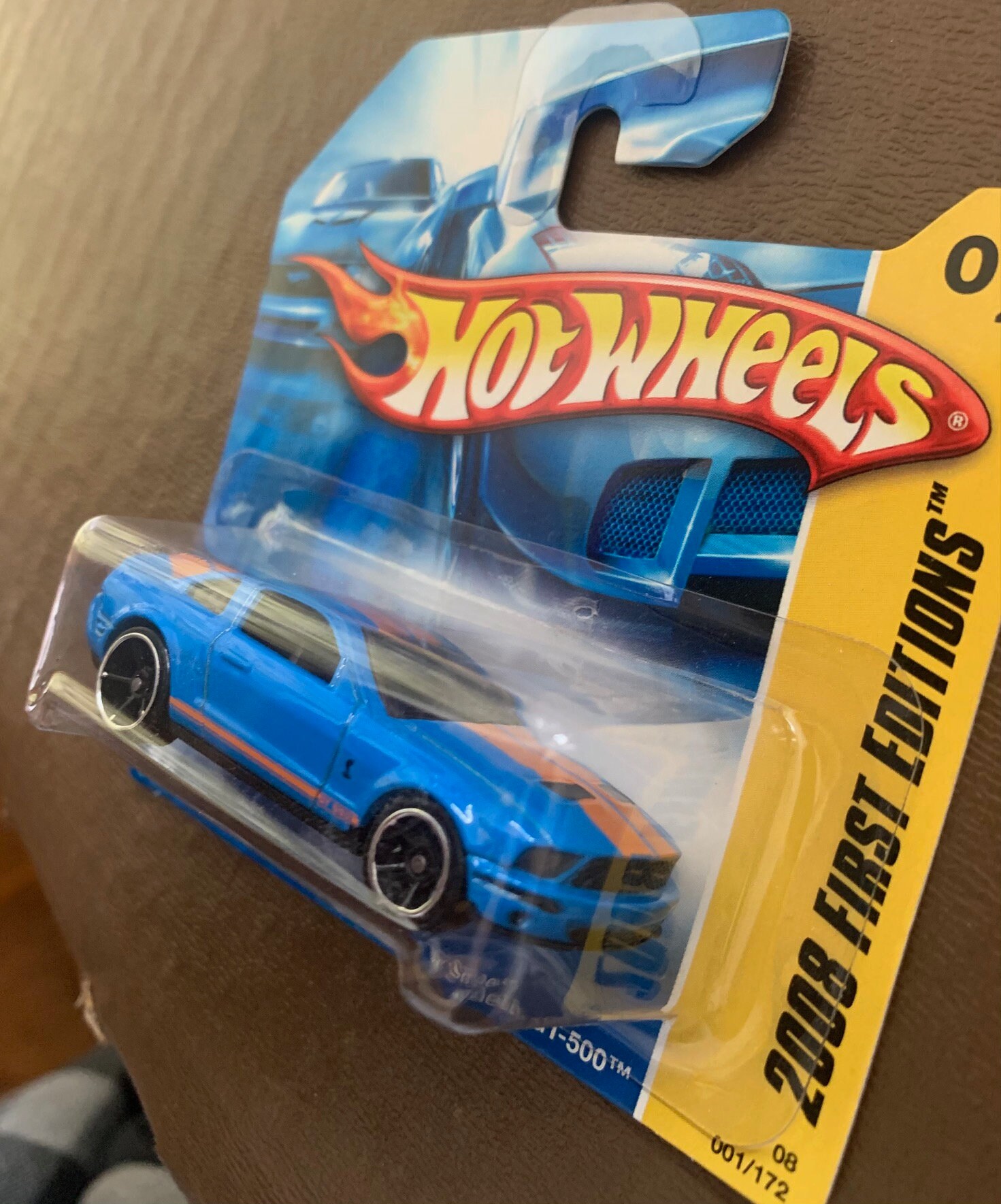 Hot Wheels 2007 Ford Shelby Gt-500-blue With Orange Stripes
