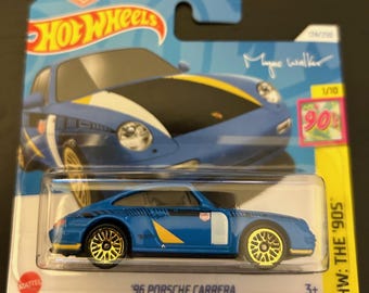 Hot Wheels 1996 Porsche Carrera-Blue With Gold Wheels Short Card-Hard to Find Collector Miniature Model 1/64