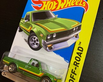Hot Wheels Datsun 620 Nissan Pickup-green- Long Card-hw off Road