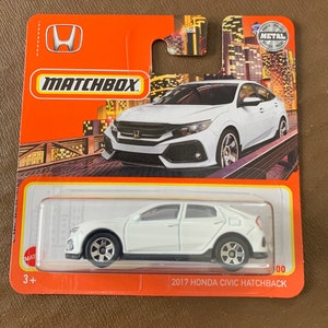 Streichholzschachtel 2017 Honda Civic Schrägheck-weiß mit grauer Innenausstattung-Kurzkarte -Schwer zu finden Sammler Miniatur Modell 1/64