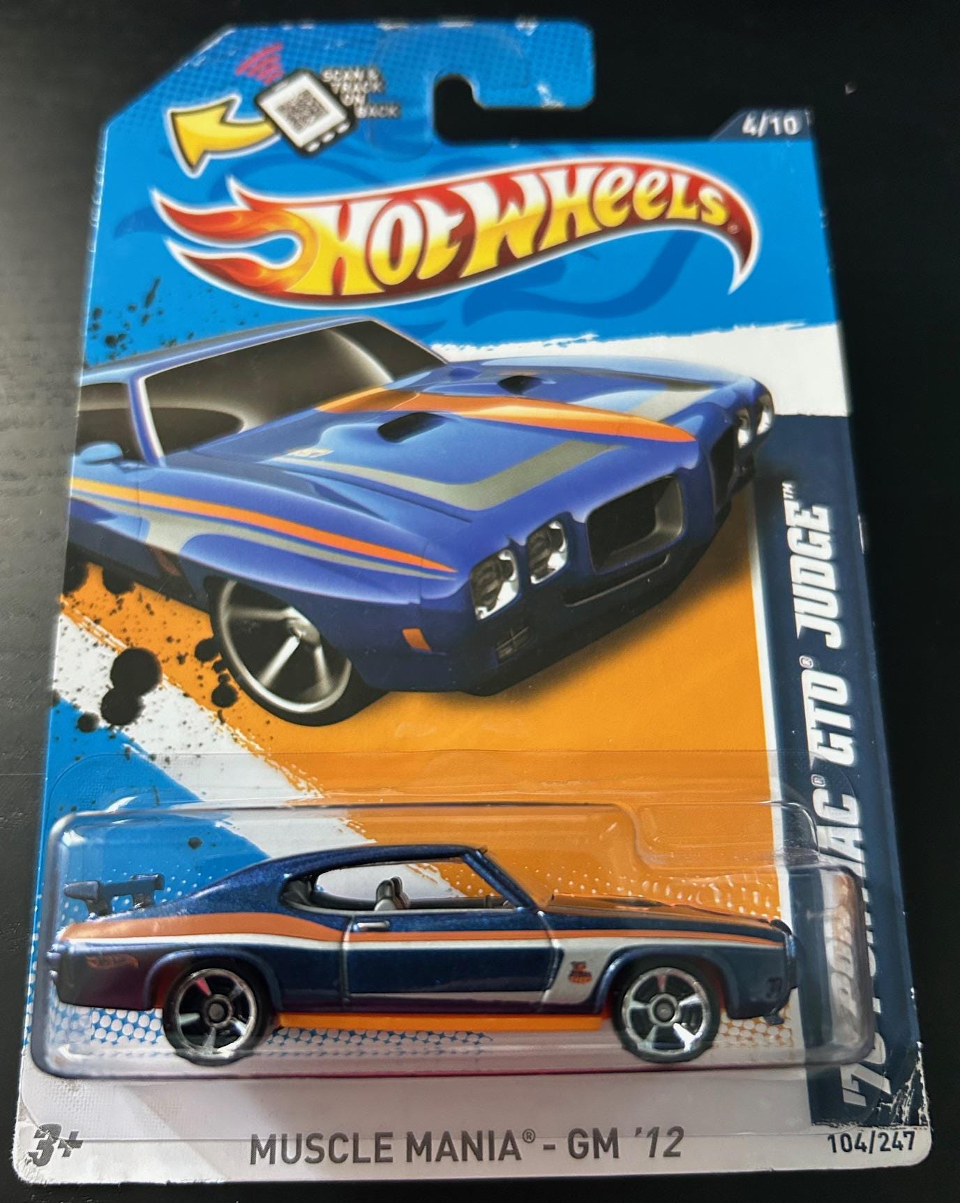 Hot Wheels 1970 Pontiac Gto-judge-blue With Orange Stripes-2012