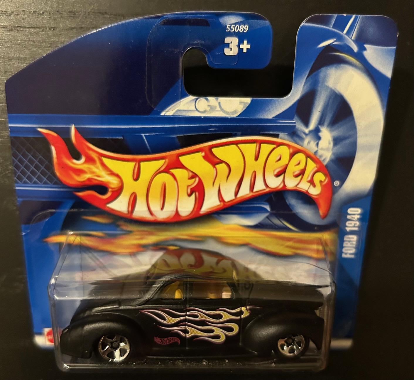 Hot Wheels 1940 Ford Coupe- Matte Black With Flames-2002 Short