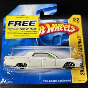 Hot Wheels 1964 Lincoln Continental - Weiß mit grünen Fenstern - 2007 Kurze Karte - Schwer zu finden Sammler-Miniatur-Modell 1/64