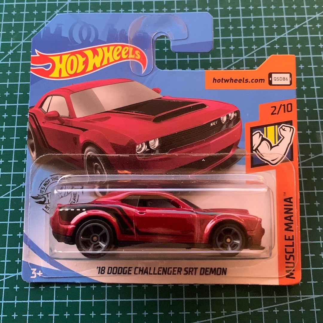 Hot Wheels 2018 Dodge Challenger SRT Demon-red With Black Stripes