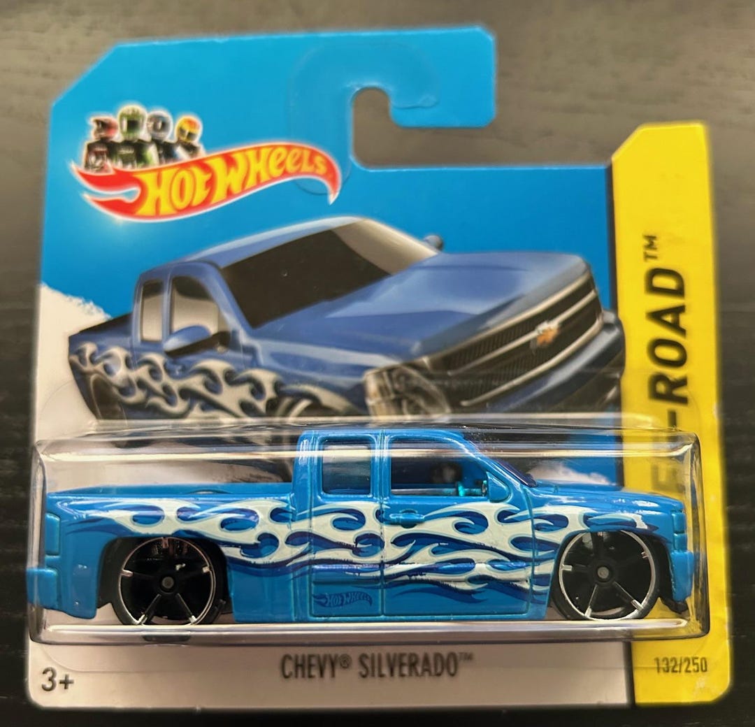 Hot Wheels Chevy Silverado Pickup-blue With White Decals-short