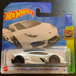 Hot Wheels Liberty Walk-Lamborghini Huracan Coupe-Branco com Rodas Pretas-Cartão Curto-Difícil de Encontrar Colecionador Modelo Miniatura 1/64