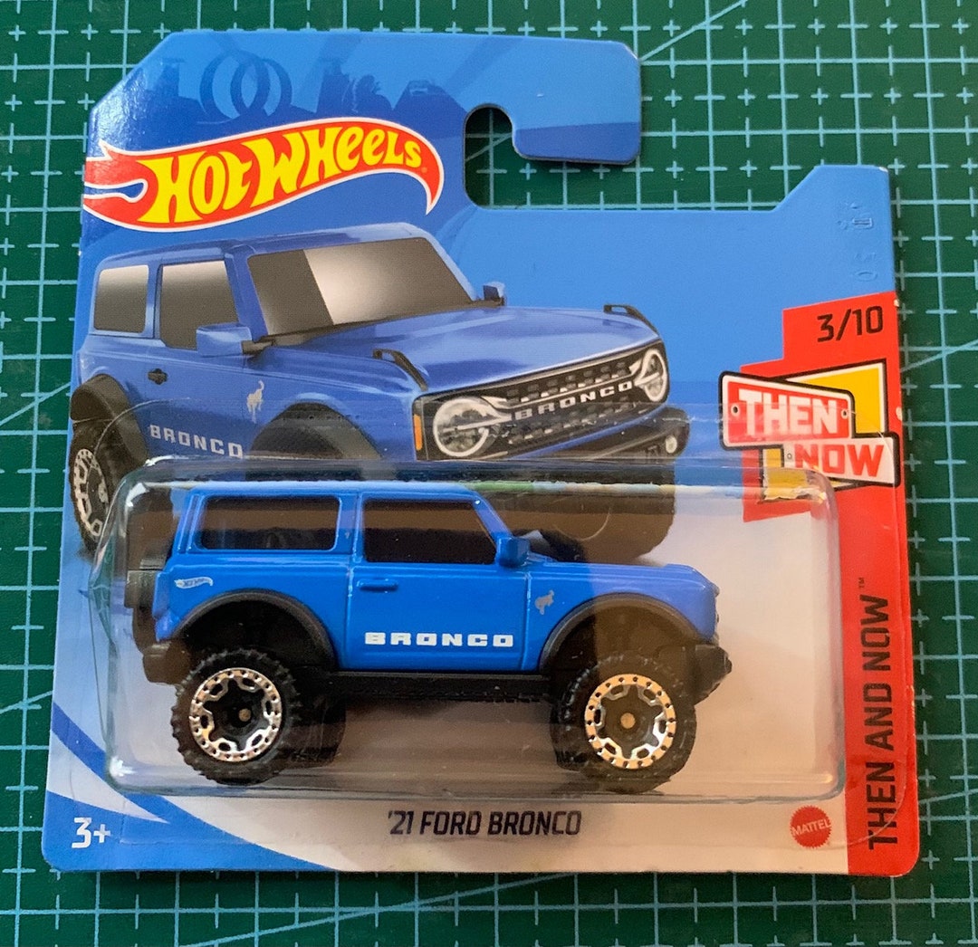 Hot Wheels 2021 Ford Bronco-blue-then and Now Short Card hard to Find
