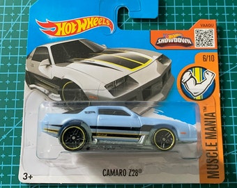 Hot Wheels Chevy Camaro Z28- Light Blue With Metal Base-muscle