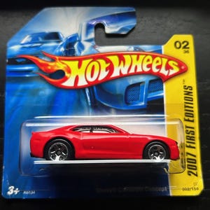 Hot Wheels Chevrolet Camaro Konzept-Rot mit Grauem Interieur-2007 Erstausgaben-Kurze Karte-Schwer zu finden Sammler-Miniatur-Modell 1/64