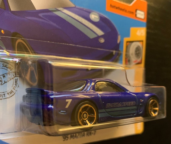 Hot Wheels 1995 Mazda RX-7 Blue -short Card- HW Turbo-hard to Find