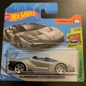 Hot Wheels 2016 Lamborghini Centenario Roadster-Silver With Black Interior-Short Card-Hard to Find Collector Miniature Model 1/64