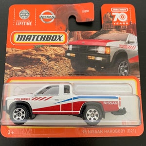 Matchbox 1995 Nissan Hardbody-White With Red Decals-Short Card -Hard to Find Collector Miniature Model 1/64