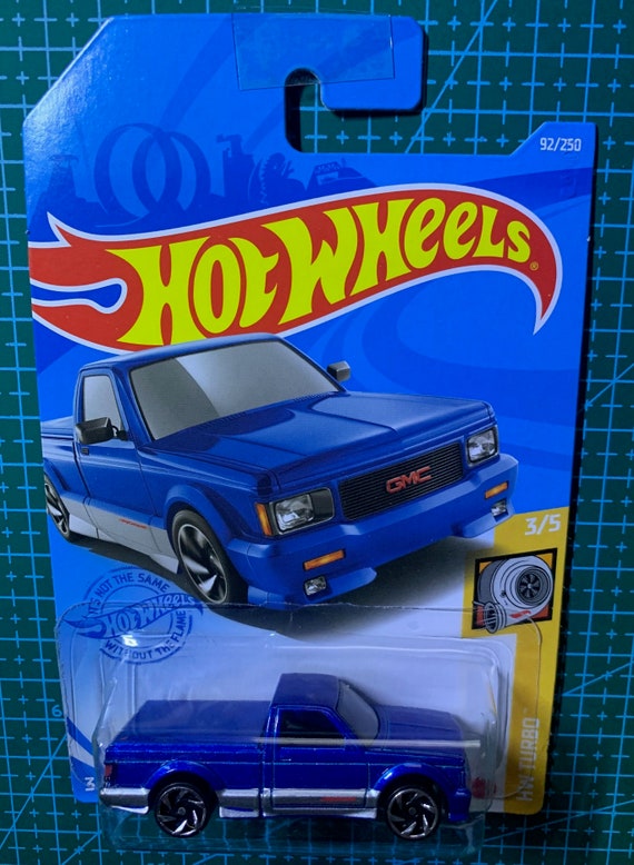 Hot Wheels 1991 GMC Syclone-blue and Silver-hw Turbo-long Card