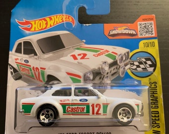 Hot Wheels 1970 Ford Escort RS1600- White With Green/red Stripe