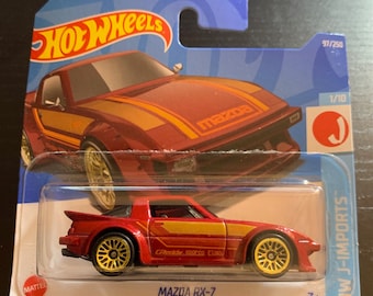 Hot Wheels Mazda Rx-7-red With Gold Wheels- Short Card-hard to