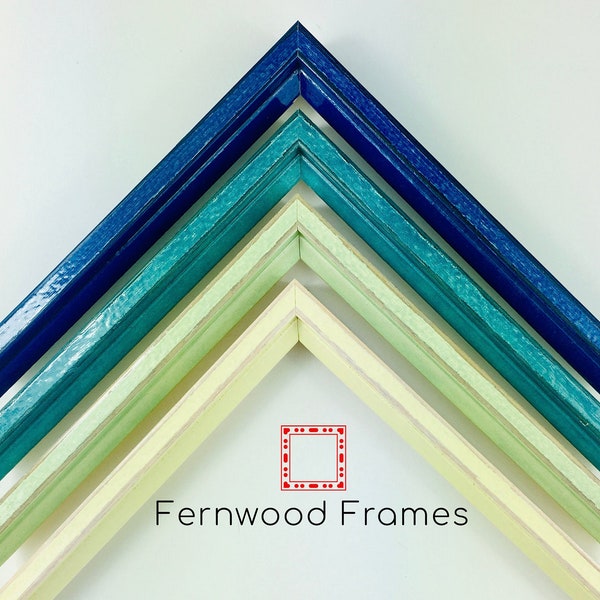 Colorful Glossy Picture Frames, Blue, Turquoise, Green, White Frames, 4x6. 5x7, 8x10 custom picture frames