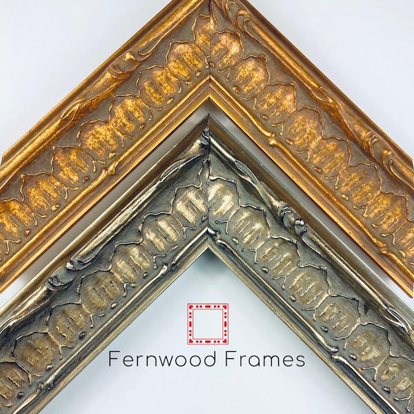 Ornate Gold Silver Picture Frame: Vintage Italian Country Decor