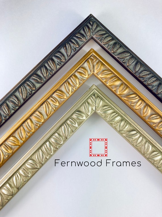 Elegant Leaf Picture Frame Black Gold Silver Frames Mid Century Vintage Picture Frame 4x6 5x7 8x10 Solid Wood
