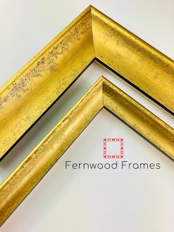 Gold Scooped Metallic Picture Frame, Industrial Modern Custom Frame, Wedding Gift Family Frame Wall Art 4x6 5x7 8x10 11x14