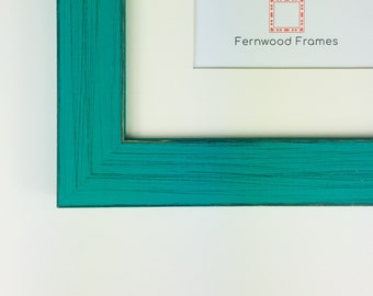 Rustic Teal Picture Frame with White Mat (4x6, 5x7, 8x10)