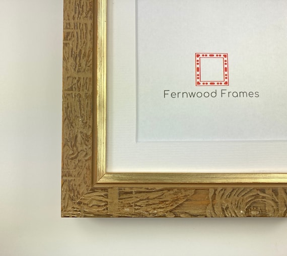 Light Brown Picture Frame with White Mat, Distressed Wood Gold Lip, 4x6, 5x7, 8x10, 11x,14 Custom & Stand Sizes Available Hand Made