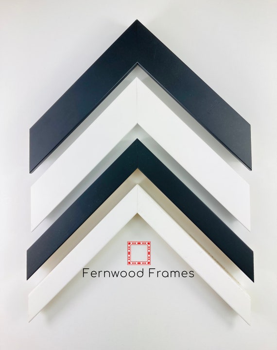 Contemporary Black White Picture Frame, Satin Finish Minimalist Photo Frame 4x6 5x7 8x10 Solid Wood