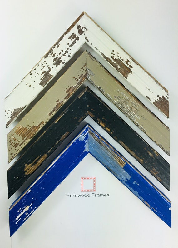 Colorful Rustic Wood Picture Frame, Weathered, White, Gray, Back, Blue photo frame, 4x6, 5x7, 8x10