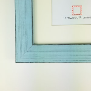 Rustic Sky Blue Picture Frame with White Mat (4x6, 5x7, 8x10)