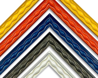 Colorful Wavy Wood Picture Frame: Modern Pop Art Decor