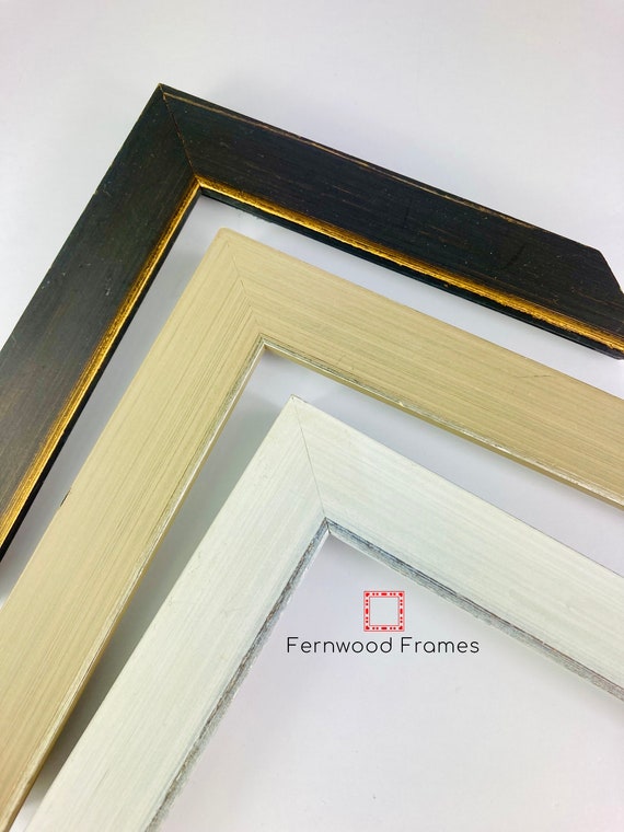 Distressed Silver and Gold lipped Picture Frames, Black Frame Beige Frame White Picture Frame 4x6 5x7 8x10 16x20 Wood Frame