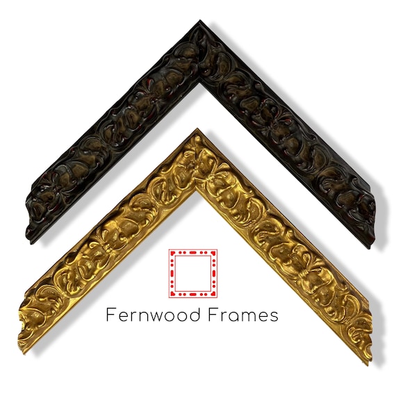 Ornate Baroque Gold Leaf Picture Frame: Vintage Style Wood, Black or Gold