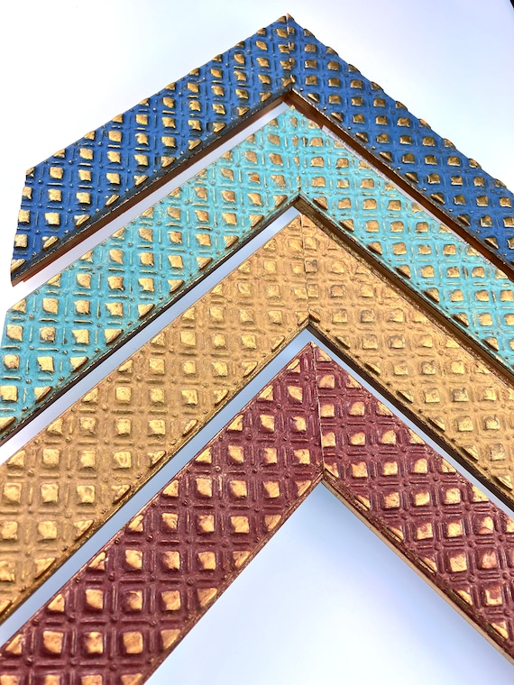 Vintage French Gold Leaf Picture Frame - Antique Style in Vibrant Colors for Family Photos, Weddings, Art | Handmade Wood Frame 4x6, 5x7,