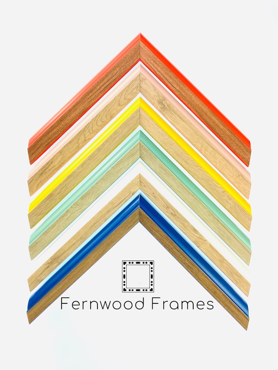 Colorful Oak Picture Frames Retro Eclectic Frames Red Pink Yellow Turquoise White Blue frames Wall Art Diploma Wedding Decor 4x6 5x7 8x10