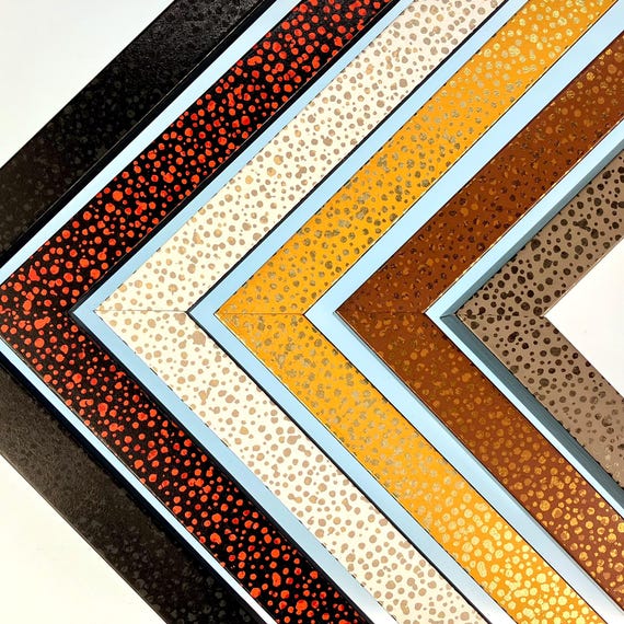Polka Dot Glossy Wood Picture Frames, Eclectic Funky Mid-Century Modern Black Red White Yellow Rust Grey Photo Display Gift 4x6 5x7 8x10