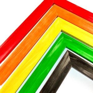 Colorful Glossy Picture Frames Solid Wood, Red Orange Yellow Green Black Frames Custom Sizes, Archival Quality 8x10 5x7 4x6