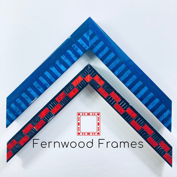Blue Picture Frame and Red Checkered Glossy Picture Frames 4x6 5x7 8x10 11x14 Solid Wood Picture Frame
