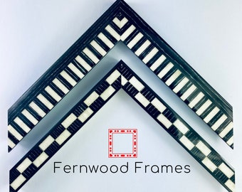 Black and White Checkered Glossy Picture Frames 4x6 5x7 8x10 11x14 Solid Wood Picture Frame