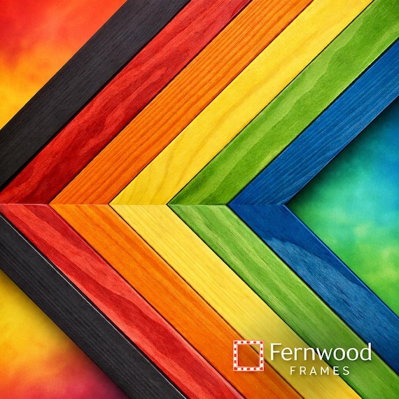 Colorful Glossy Wood Stained Picture Frame: Custom Sizes Available