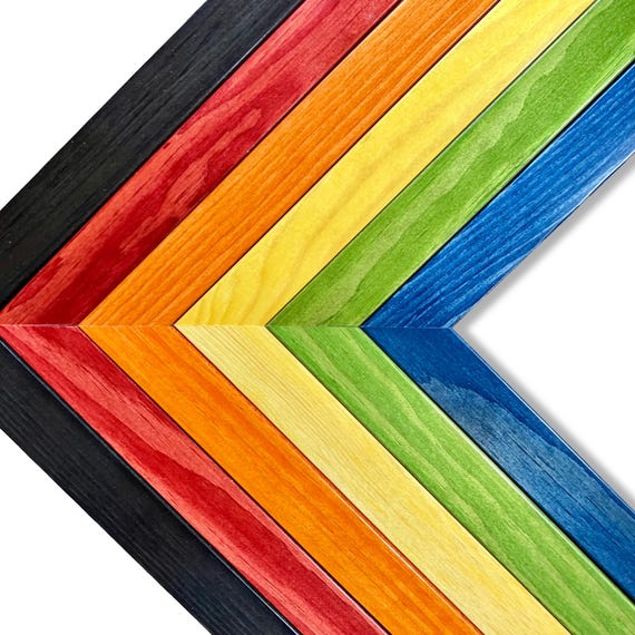 Colorful Glossy Wood Stained Picture Frame: Custom Sizes Available