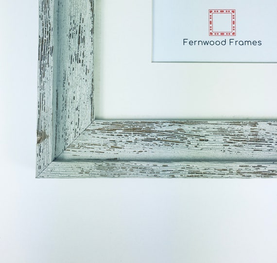 Farmhouse Distressed Frame, White Picture Frames, With Single Opening White Mat 1.5" Wide, Barn Wood Frame, Rustic Picture Frame 4x6, 5x7,