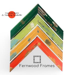 Colorful Rustic Painted Wood Picture Frame, Weathered, Forest Green, Light Green, Orange, Red rustic decor family photo frame 4x6 5x7 8x10